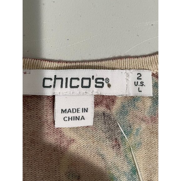 Chicos Women's Floral Print Long Sleeve Knit Top Size 2 US L Rayon Blend - Picture 8 of 13